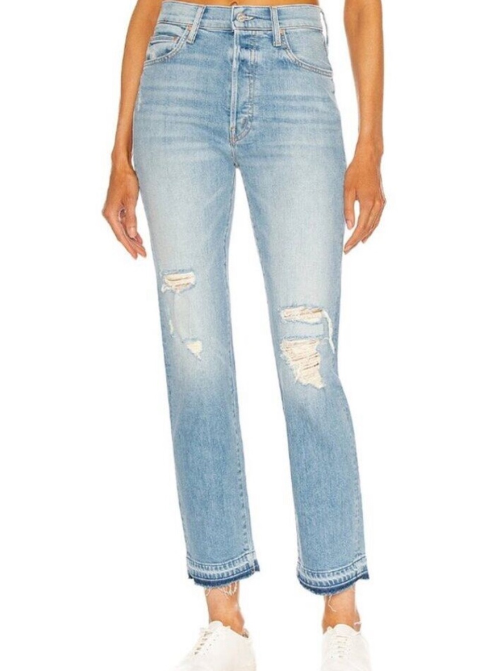 MOTHER Denim High Waisted Hiker Hover Undone Hem Jean